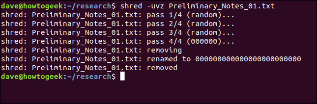 shred making four passes