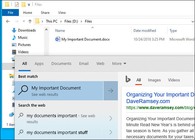 How to Search All Your PC's Files in Windows 10's Start Menu