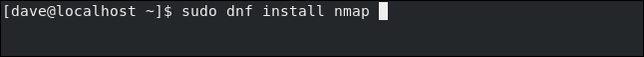 sudo dnf install nmap em uma janela de terminal