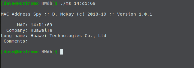 MAC address lookup on Huawei phone