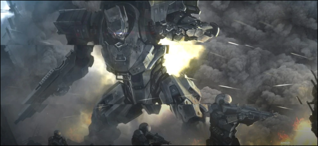 A video game scene showing an example of screen tearing.