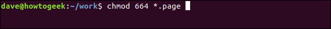 Chmod 664 *. Page dans une fenêtre de terminal
