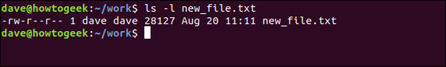 ls -l new_ file.txt dans une fenêtre de terminal