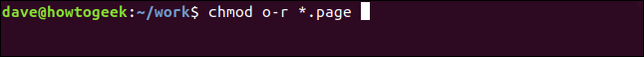 chmod ou * .page dans une fenêtre de terminal