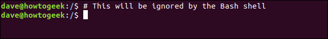 # Isso será ignorado pela janela do terminal Bash Shell na