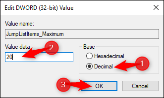 How to Increase the Number of Jump List Items in Windows 10