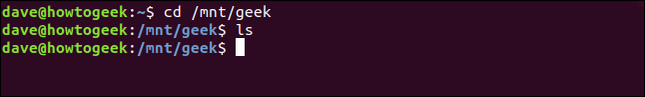 cd /mnt/geek in a terminal window