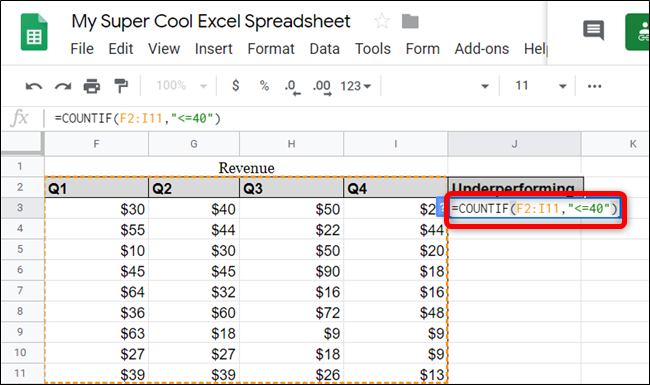 How to Count Data Matching Set Criteria in Google Sheets