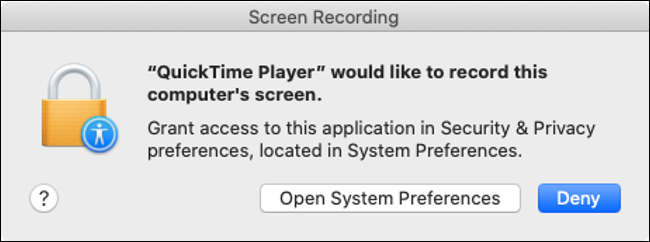 macOS Catalina Screen Recording Permission Prompt