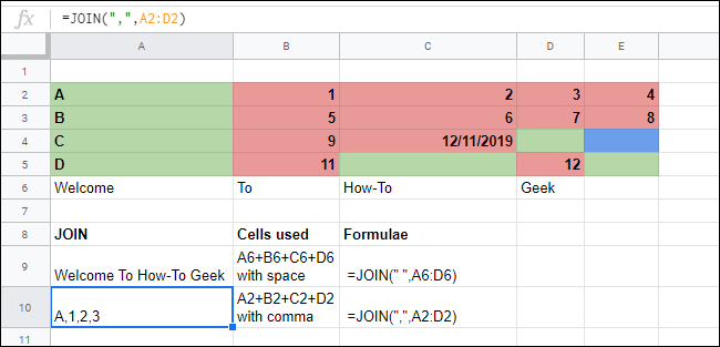 How to Concatenate Data from Multiple Cells in Google Sheets