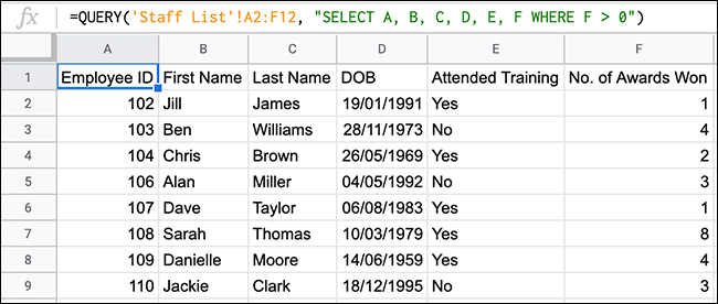 How to Use the QUERY Function in Google Sheets
