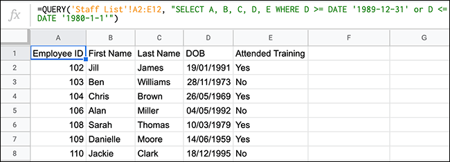 How to Use the QUERY Function in Google Sheets