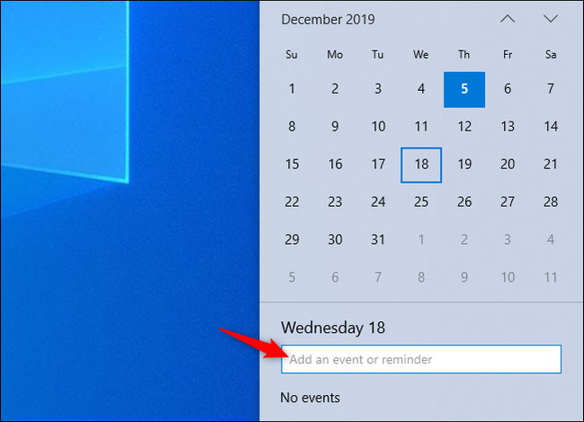 Taskbar Events How to Use Your Calendar From Windows 10's Taskbar