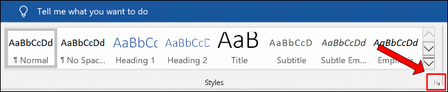Click the additional Styles menu button in the Home > Styles section