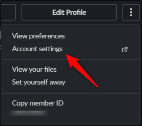 Account settings option