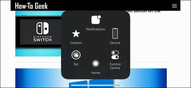 AssistiveTouch menu expanded