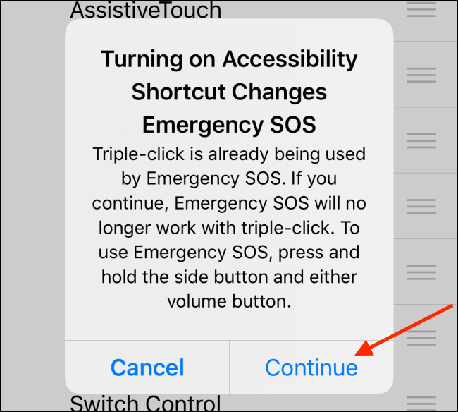 Tap on Continue from the pop up