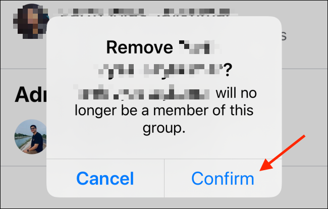 Tap Confirm to remove user
