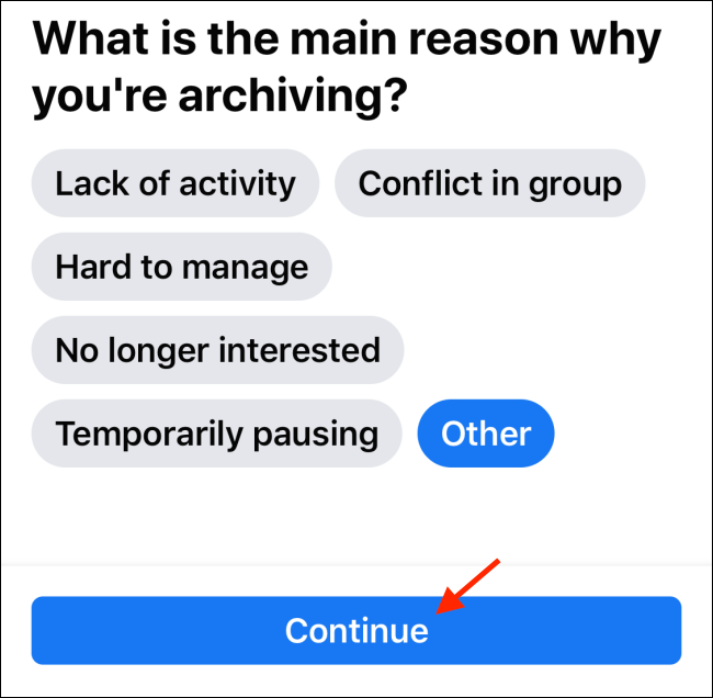 Tap Continue on Archive page