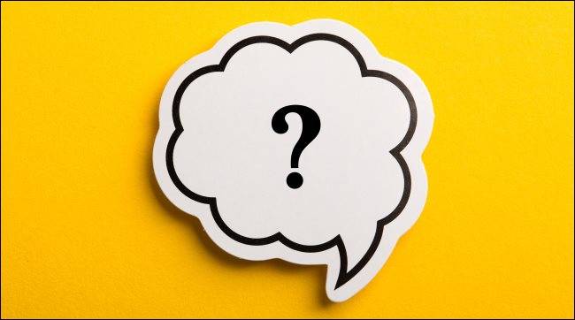 A speech bubble with a question mark inside it.
