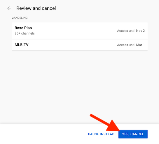 Click the "Yes, Cancel" button