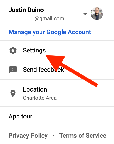 Select the "Settings" button from the drop-down menu