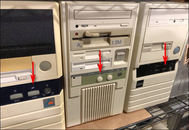Pictures of PCs with turbo buttons in Benj Edwards' collection