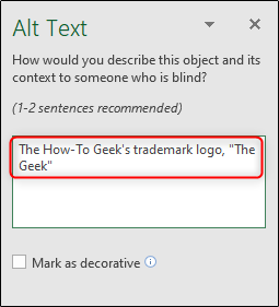 How to Add Alternative Text to an Object in Microsoft Excel