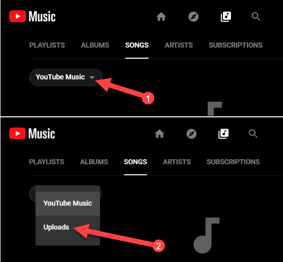 youtube music library uploads