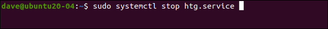 sudo systemctl stop htg.service in a terminal window