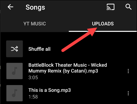 youtube music library uploads