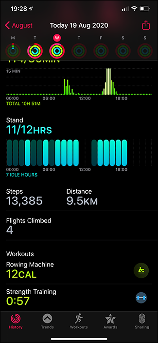activities app history tab