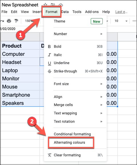 How to Alternate Row or Column Shading in Google Sheets