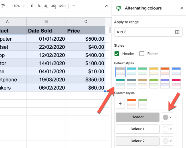 How to Alternate Row or Column Shading in Google Sheets