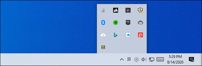 The taskbar notification area expanded.