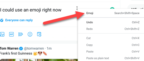 Click "Emoji" from the menu.