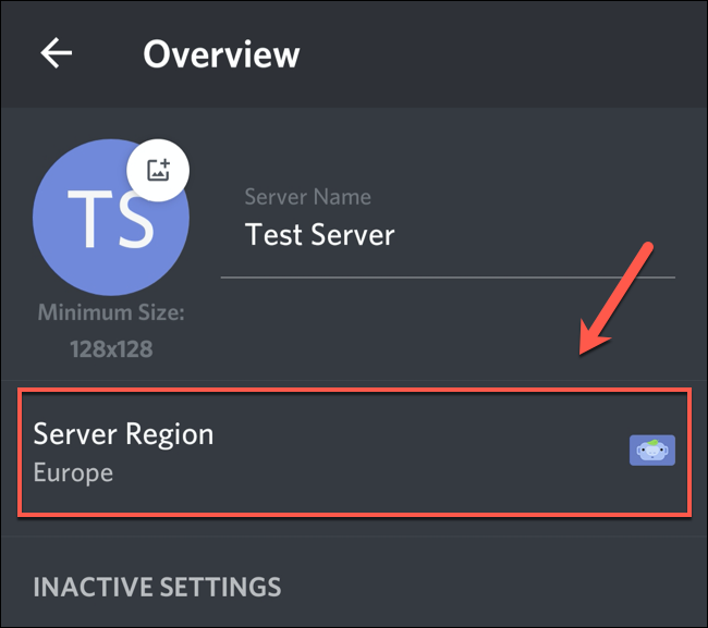 Tap "Server Region."