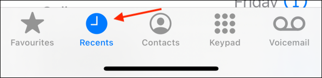Go to the Recents tab in Phone app