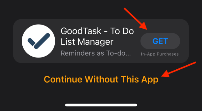 Tap Get To Install App Or Skip