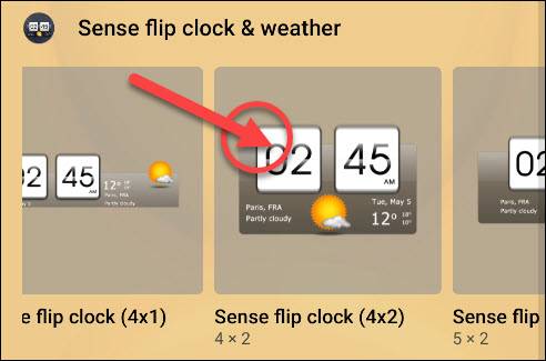select the widget size