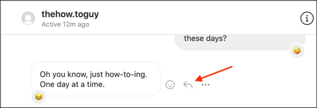 Click Reply Next to Message on Instagram DM