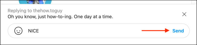 Click Send to Send the Reply to Specific Message on Instagram on Web