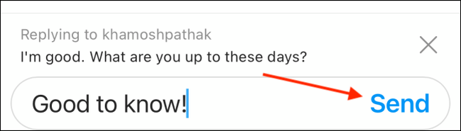 Tap Send to Send Reply to Specific Message