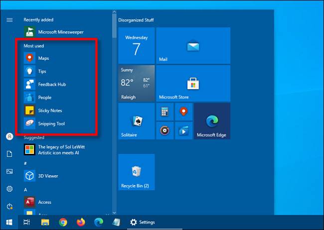 How to Hide Most Used Apps in the Start Menu on Windows 10
