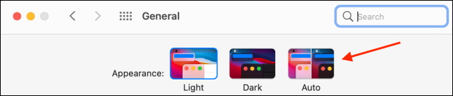 Select Auto from Appearance