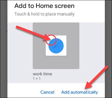 add the shortcut to the home screen
