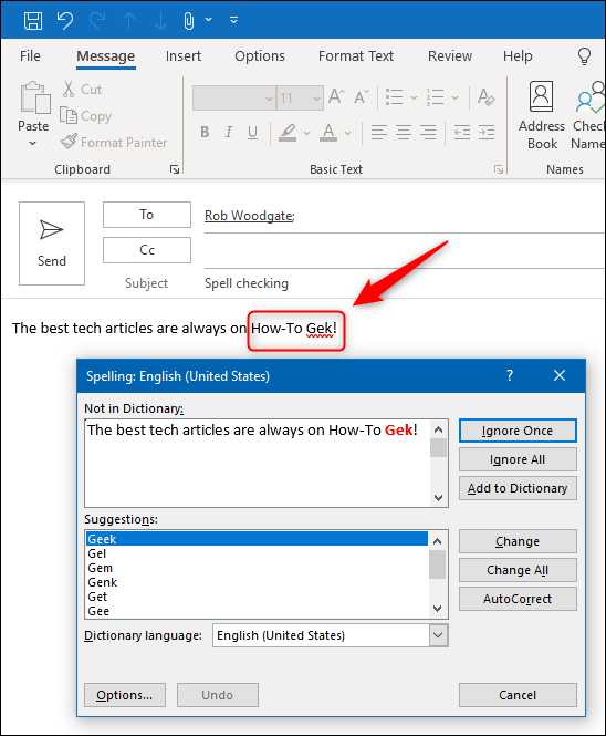 How to Force Outlook to Spellcheck Emails Before They're Sent