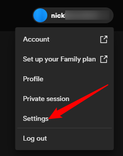 Click your account name in the upper right corner, then click "Settings."