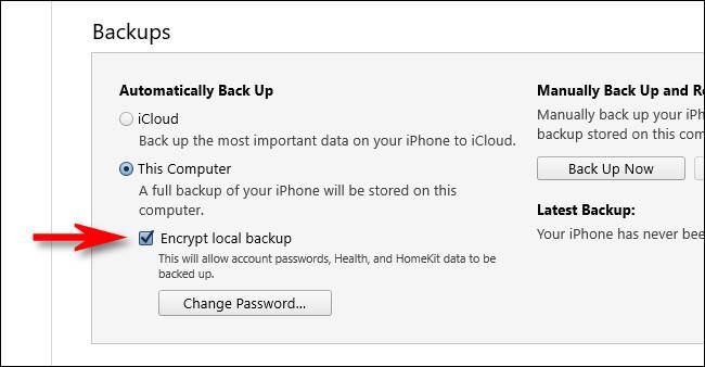 How to Encrypt Local Backups of an iPhone or iPad on Windows