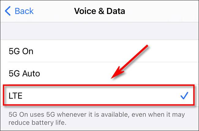 In "Voice & Data," select "LTE."